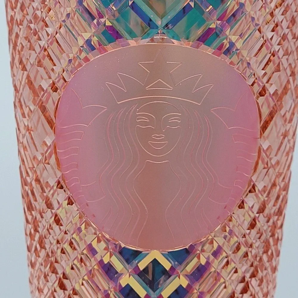 New Starbucks 2022 Winter Holiday Jeweled Stud 24oz Tumbler Cold Cup Rose Gold‎